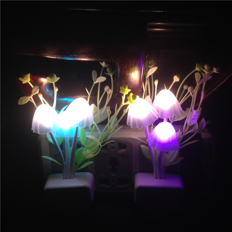 創意七彩水草光控LED小夜燈 感應插電節能臥室床頭燈壁燈臺燈工廠,批發,進口,代購