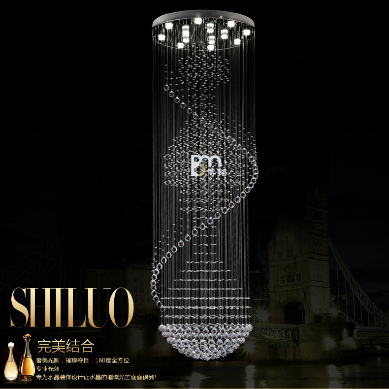 博銘 水晶吊燈LED吸頂燈酒店燈復式樓客廳樓梯吊線水晶燈一件代發工廠,批發,進口,代購