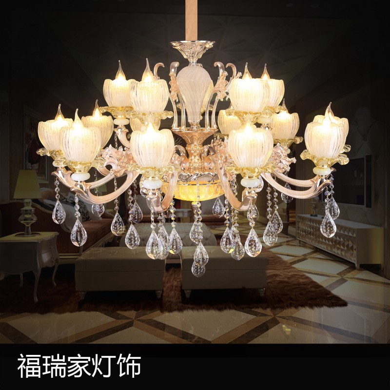廠傢批發歐式鋅合金玉石蠟燭水晶吊燈酒店工程別墅復式樓客廳燈飾批發・進口・工廠・代買・代購