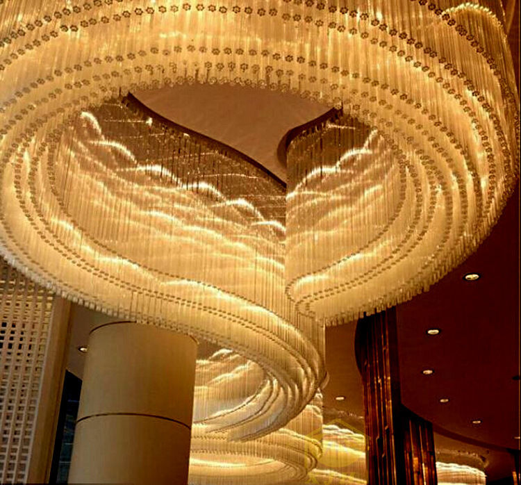 上海廠傢訂做大型酒店廣場水晶工程燈飾LED含應急照明質保三年批發・進口・工廠・代買・代購