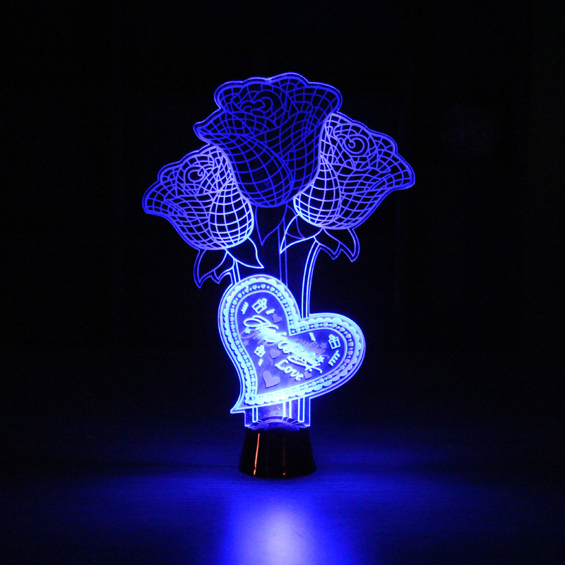 2016新品 3D創意動感led玫瑰花小夜燈 USB介面床頭小夜燈 禮盒裝工廠,批發,進口,代購