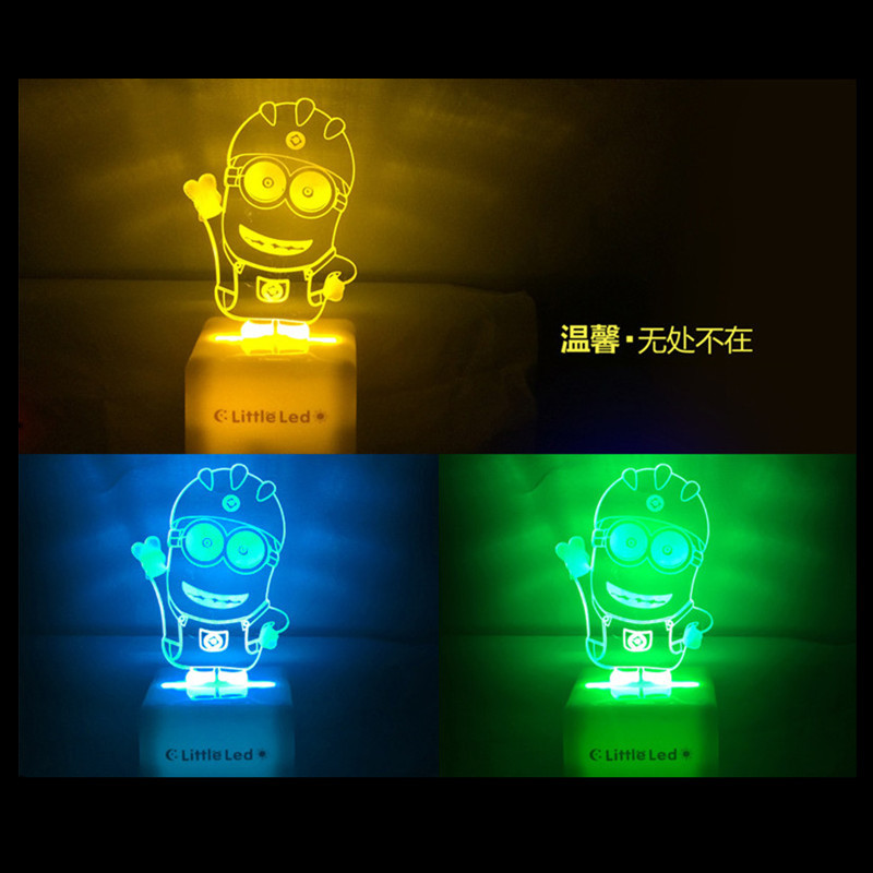 廠傢特供3D感應小黃人LED智能光控小夜燈創意百變KT貓叮當貓臺燈工廠,批發,進口,代購