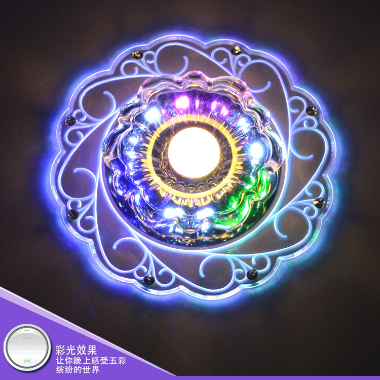 爆款led天花筒燈射燈  七彩水晶過道燈  吊頂開孔嵌入式燈具088工廠,批發,進口,代購