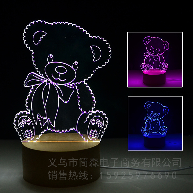 創意卡通動物小熊木製臥室情趣床頭小夜燈生日禮物品燈具飾臺燈工廠,批發,進口,代購
