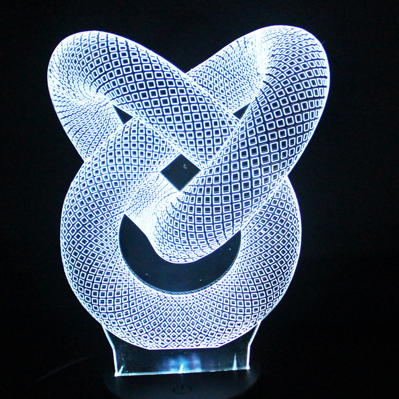 抽象6七彩漸變3D燈 LED亞克力視覺立體燈 創意USB環形觸摸開關燈工廠,批發,進口,代購