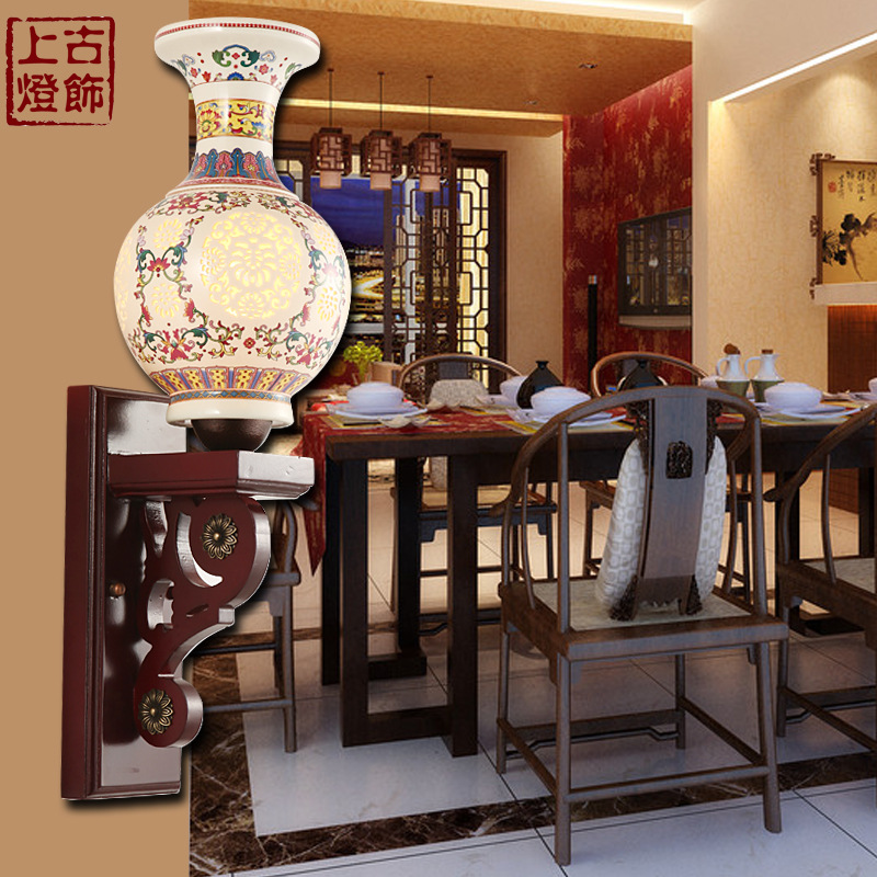 中式仿古臥室壁燈創意餐廳客廳走廊過道實木陶瓷墻壁燈飾8051批發・進口・工廠・代買・代購
