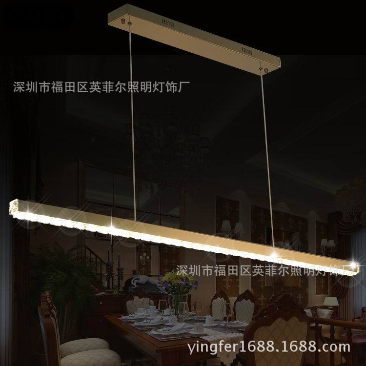led長條水晶吊燈 不銹鋼餐廳長方形吊燈飯廳燈現代創意吧臺吊燈批發・進口・工廠・代買・代購