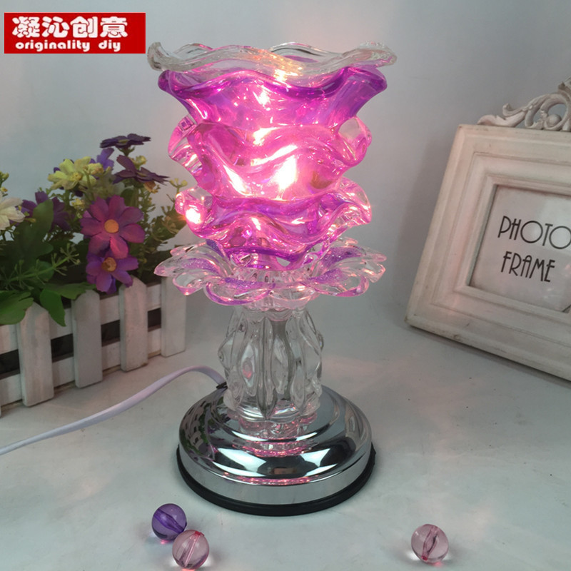 【獨傢供應】插電浪花朵朵水晶香薰燈精油燈觸摸感應傢居裝飾擺飾工廠,批發,進口,代購