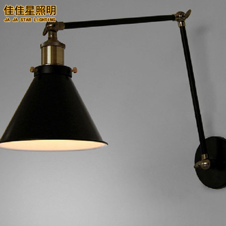美式鄉村餐廳壁燈簡約田園鐵藝復古客廳壁燈長桿雙節轉向壁燈批發・進口・工廠・代買・代購