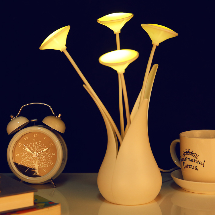 曲務 創意創意花瓶造型小夜燈 USB光控喂奶燈智能居傢花朵批發・進口・工廠・代買・代購
