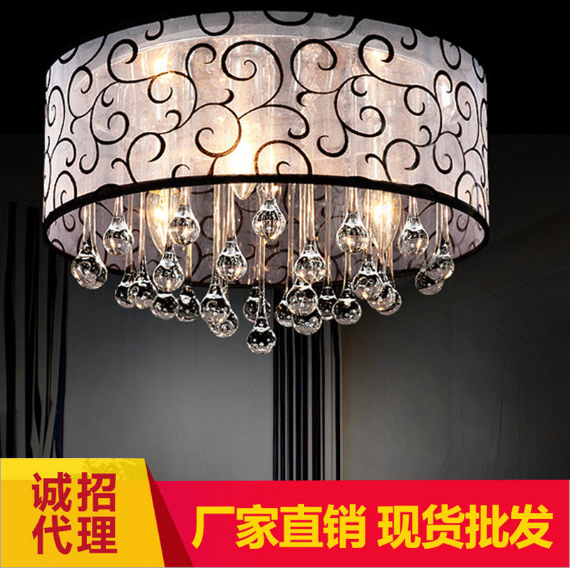古鎮廠傢批發 現代水晶燈 客廳臥室餐廳LED圓形水滴吸頂燈具燈飾批發・進口・工廠・代買・代購