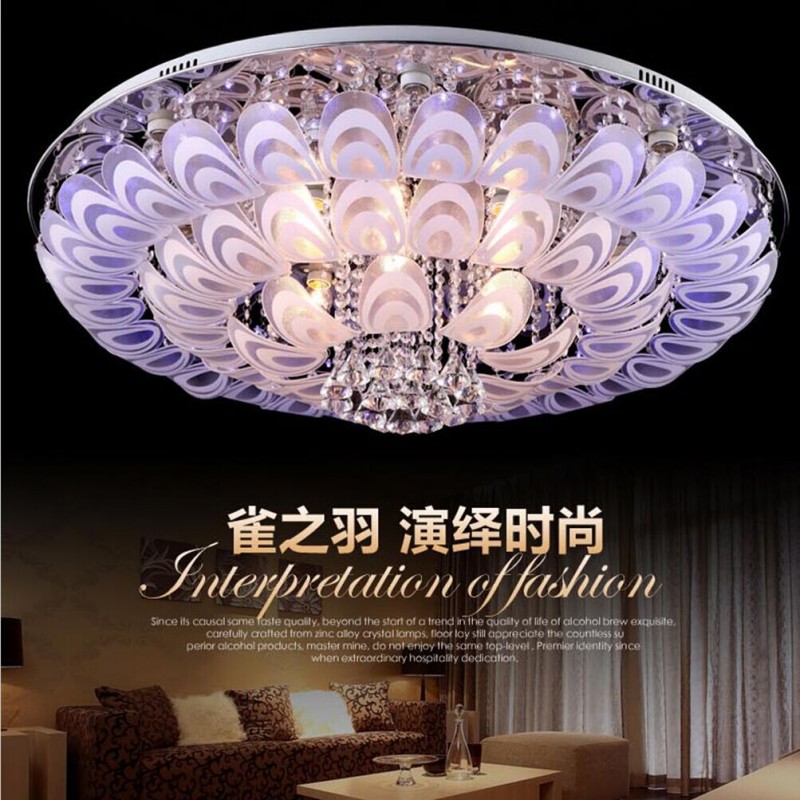 溫馨水晶客廳臥室餐廳led吸頂燈具圓形孔雀開屏LED吸頂燈具燈飾批發・進口・工廠・代買・代購