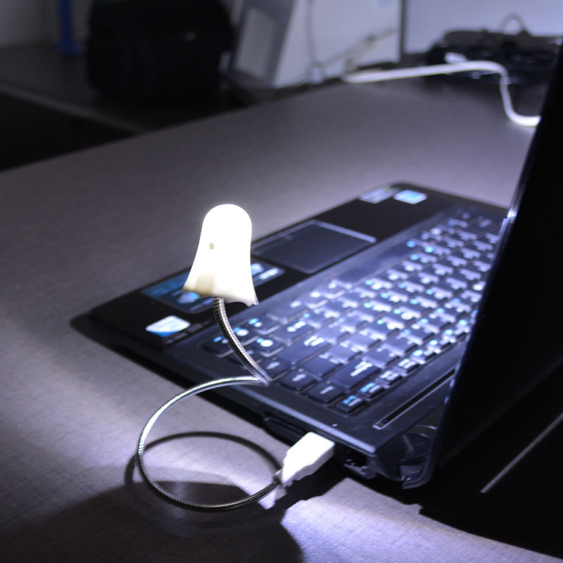 創意白色幽靈造型USB臺燈電腦燈傢居 LED臺燈 可任意彎曲軟管燈批發・進口・工廠・代買・代購