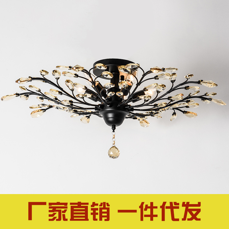 樹枝小吸頂餐廳燈 中山燈飾 創意客廳臥室玄關美式水晶燈廠價直銷批發・進口・工廠・代買・代購