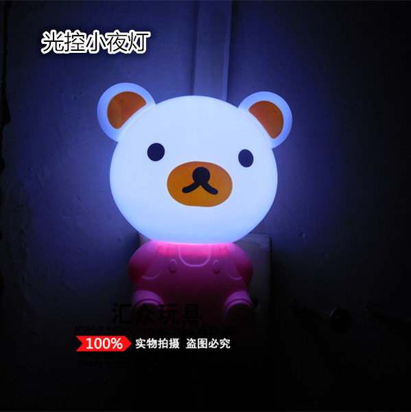 創意智能光控卡通小夜燈卡通小熊小豬光控燈兒童房感應插電起夜燈批發・進口・工廠・代買・代購