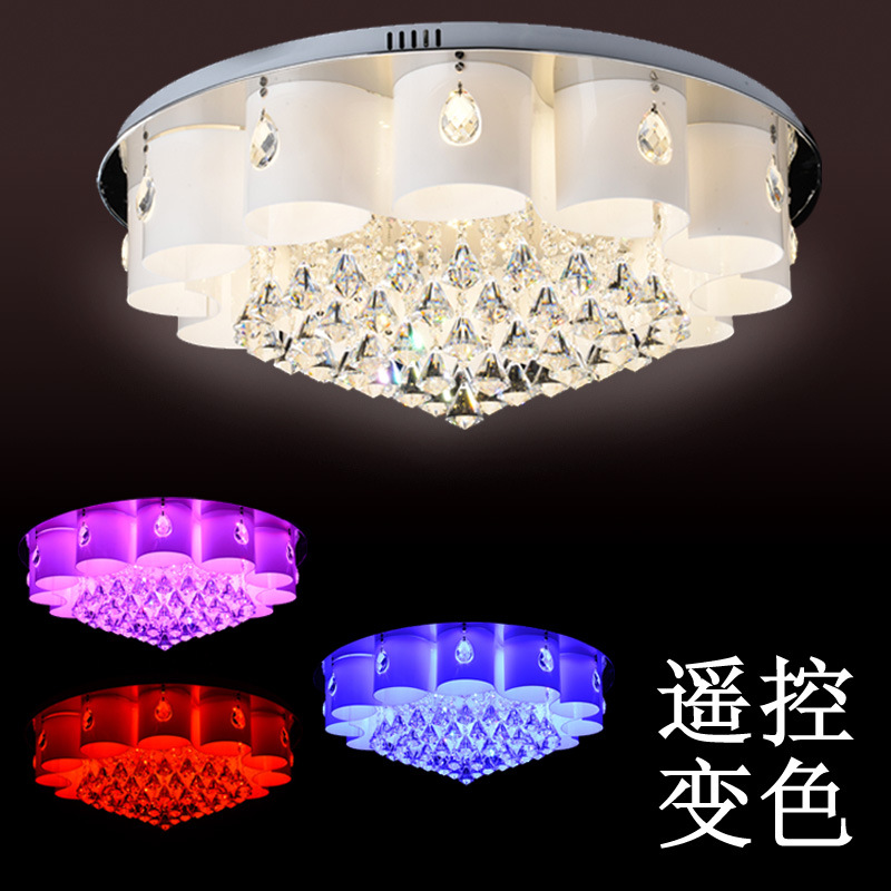 現代大氣圓形led水晶燈 變色吸頂燈 主臥室燈 溫馨浪漫客廳燈批發工廠,批發,進口,代購