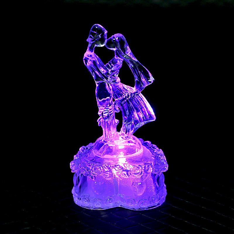 創意發光小夜燈亞克力甜蜜情侶七彩夜燈 親嘴擁抱情侶臥室燈具工廠,批發,進口,代購