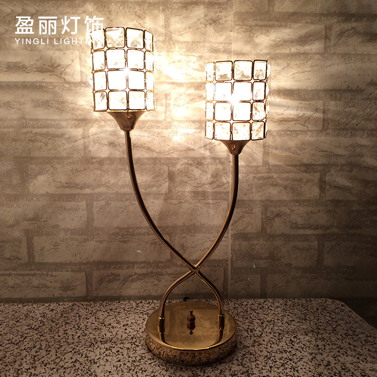 雙頭簡約調光臺燈 新穎高貴臥室床頭燈夜燈 水晶現代傢居臺燈工廠,批發,進口,代購