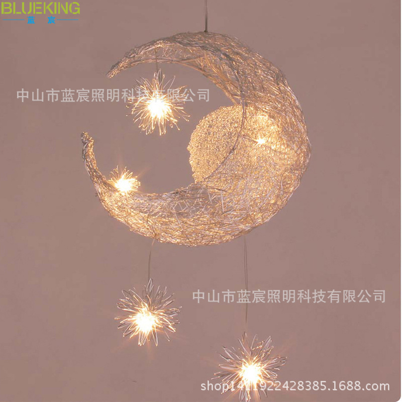 現代簡約歐式鋁絲星星吊燈月亮吊燈兒童房書房吊燈餐廳裝飾吊燈批發・進口・工廠・代買・代購