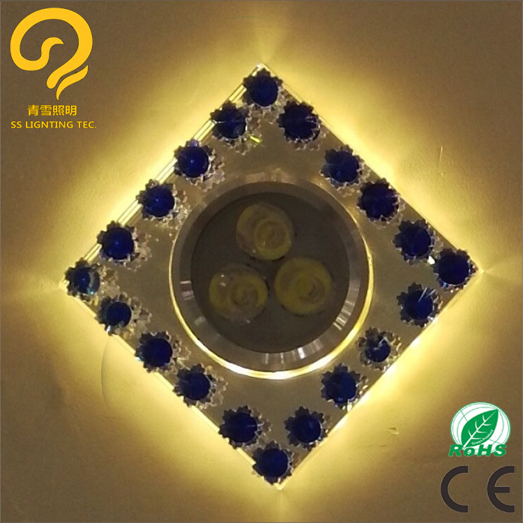 【現代簡約】進口led水晶圓形暗裝過道走廊樓梯陽臺客廳3w玄關燈工廠,批發,進口,代購