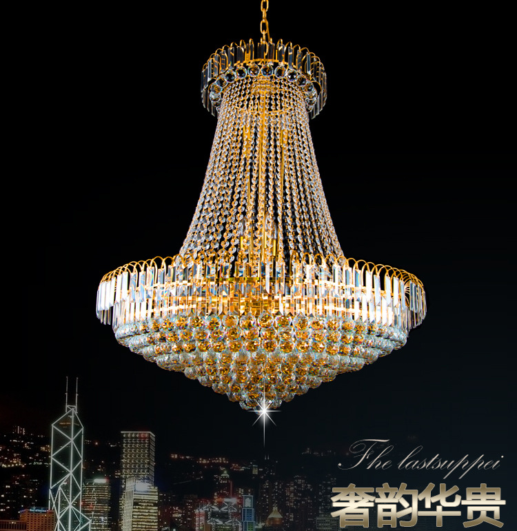 歐式金色水晶服裝店新中式吊燈餐桌燈餐燈長復式樓客廳大吊燈具工廠,批發,進口,代購