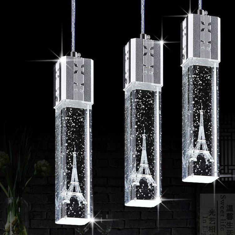 新款現代內雕鐵塔LED水晶餐吊燈 創意餐廳燈 吧臺飯廳燈具 古鎮批發・進口・工廠・代買・代購