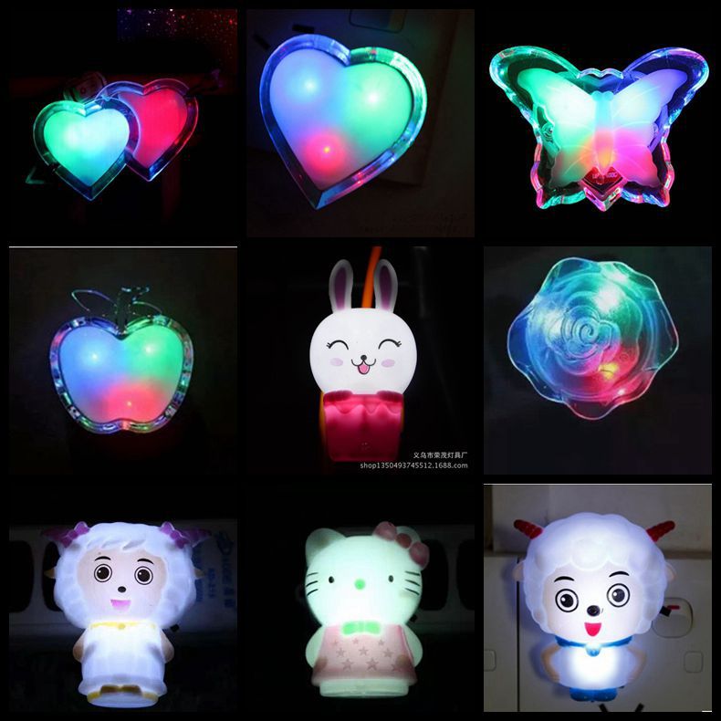 愛心形蝴蝶卡通插電小夜燈LED節能創意床頭小夜燈禮品燈廠傢批發工廠,批發,進口,代購