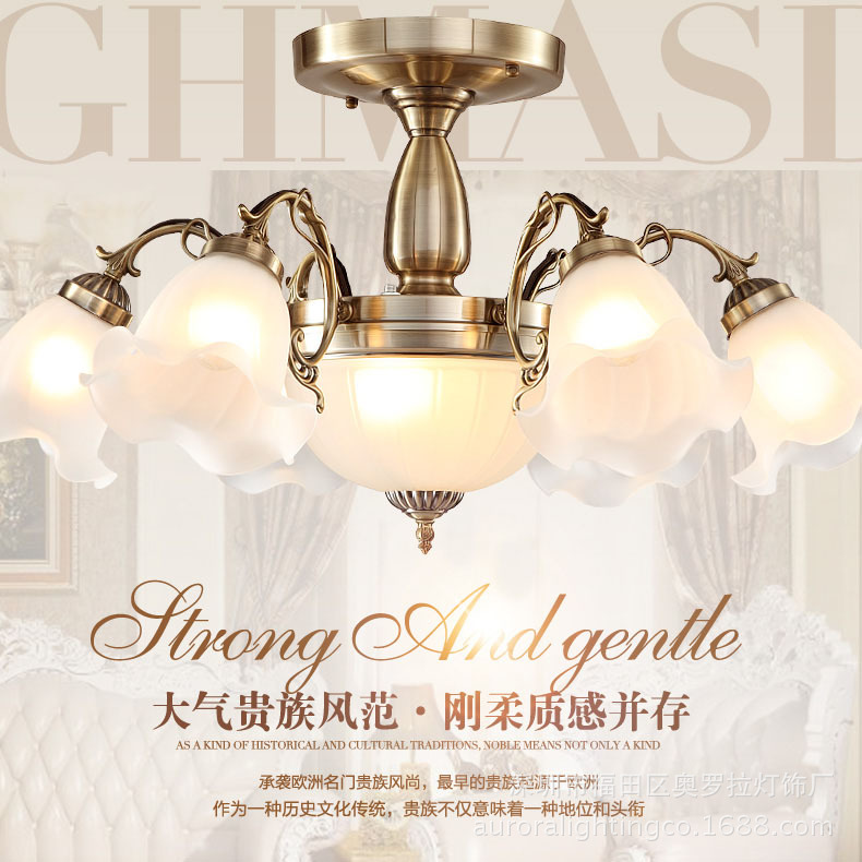 歐式吸頂燈簡歐鐵藝燈美式創意玻璃燈客廳餐廳臥室青紅古銅色吊燈批發・進口・工廠・代買・代購