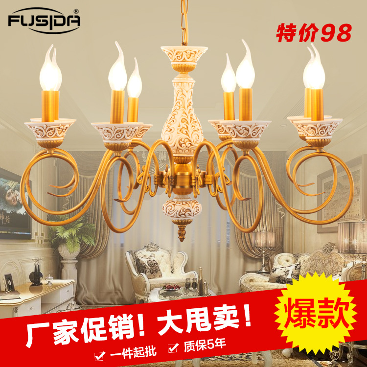 美式led吊燈 傢居客廳美式樹脂吊燈led客廳吊燈美式蠟燭吊燈工廠,批發,進口,代購