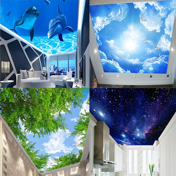 藍天白雲臥室客廳天花板吊頂壁紙酒店餐廳3d墻紙大型壁畫歐式棚頂批發・進口・工廠・代買・代購