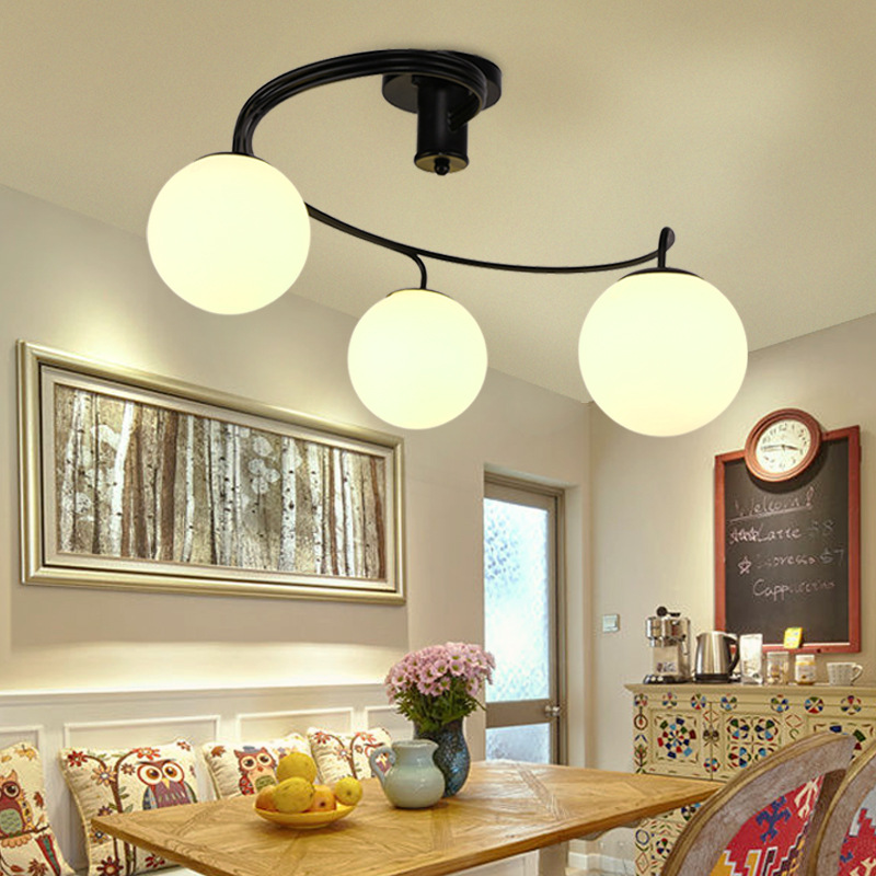 現代簡約創意臥室燈鐵藝個性圓形玻璃led餐廳吸頂客廳燈一件代發批發・進口・工廠・代買・代購