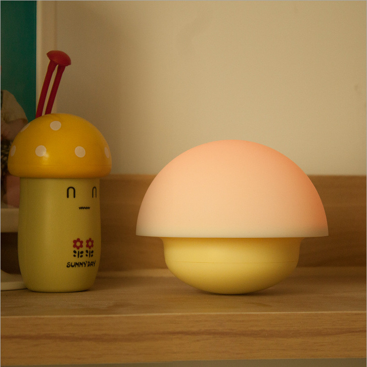 創意LED小夜燈 不倒翁USB燈飾 七彩矽膠蘑菇小夜燈臥室智能手拍燈工廠,批發,進口,代購