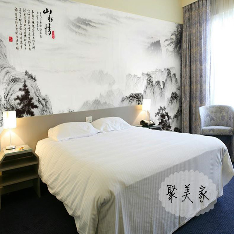 無縫大型壁畫3D立體客廳電視背景墻壁紙 自然風景水墨畫山水情工廠,批發,進口,代購