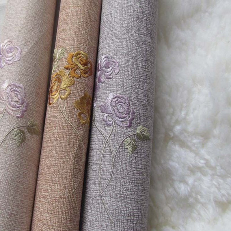 新款無縫發泡刺繡墻佈 裝飾壁佈廠傢直銷 歐式客廳臥室電視背景墻批發・進口・工廠・代買・代購