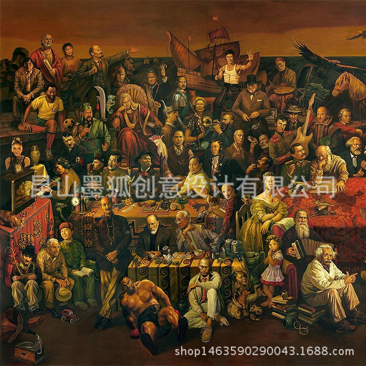 客廳背景墻壁畫墻紙-歐式油畫風格-名人圖定製客廳電視背景墻壁紙批發・進口・工廠・代買・代購
