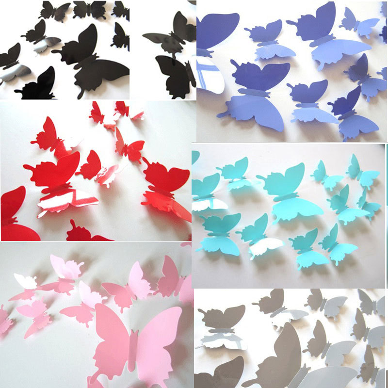 【童樂】3D立體蝴蝶墻貼PVC亮光蝴蝶12隻套裝Ebay爆款傢居裝飾批發・進口・工廠・代買・代購