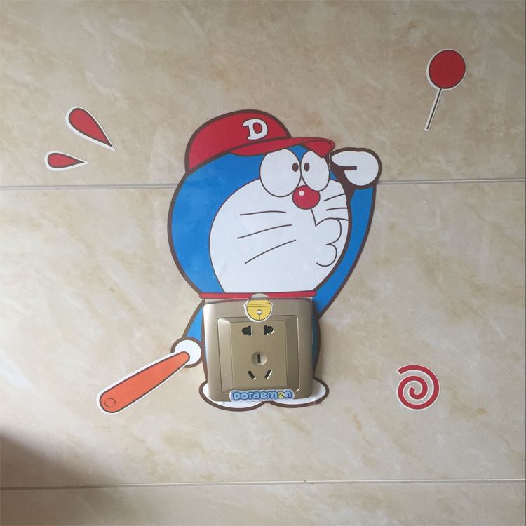 hellokitty機器貓可愛卡通墻壁燈開關貼裝飾貼紙保護套插座套墻貼工廠,批發,進口,代購