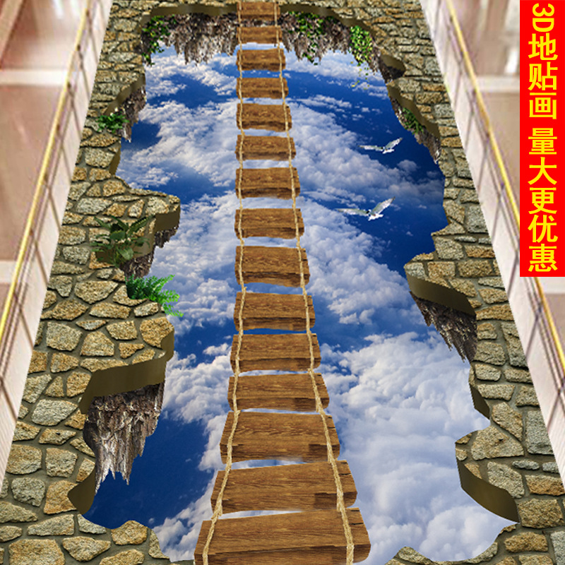 3d立體墻貼紙貼畫地板創意臥室客廳浴室衛生間裝飾品地貼防水自黏工廠,批發,進口,代購