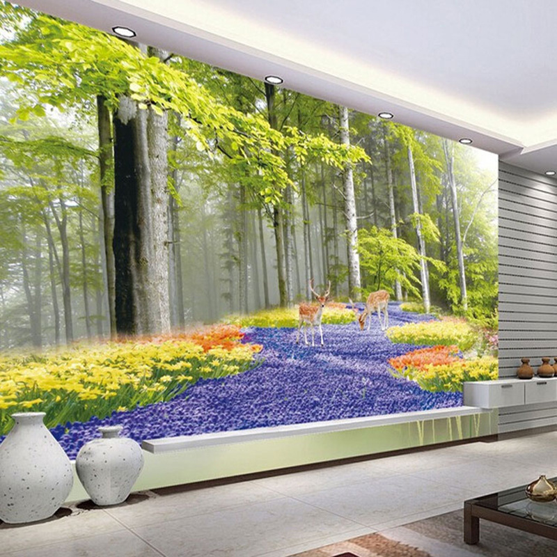 大型3D立體壁畫 客廳沙發電視背景墻紙壁紙 大樹風景無縫墻紙工廠,批發,進口,代購