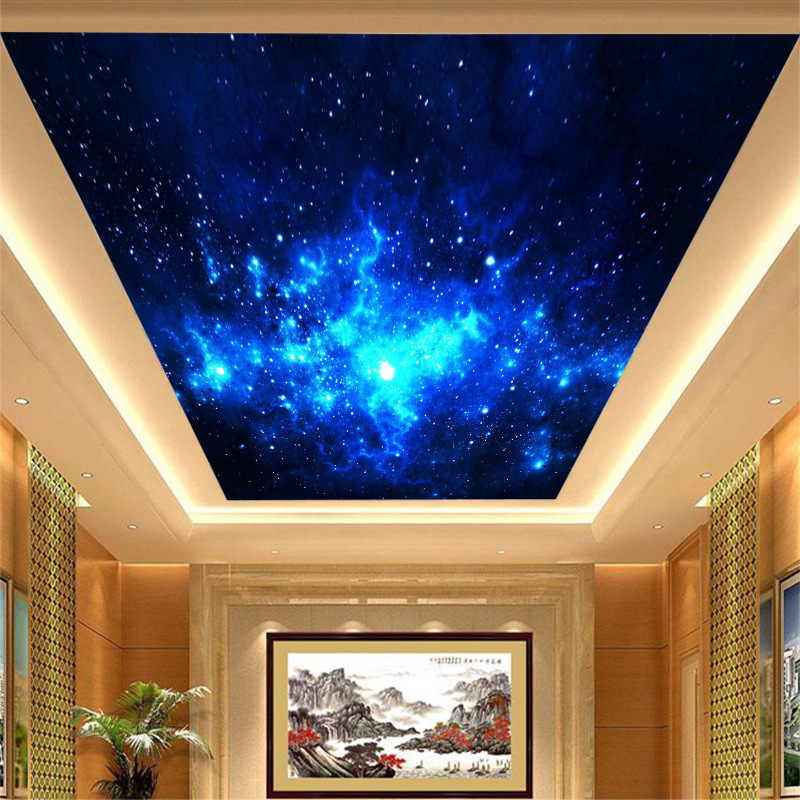 天空吊頂3D立體視覺大型壁畫客廳 電視背景墻天花墻壁紙 星空宇宙批發・進口・工廠・代買・代購