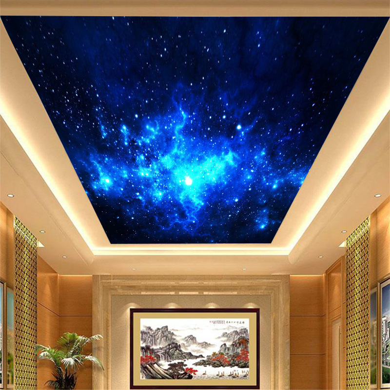 天空吊頂3D立體視覺大型壁畫客廳 電視背景墻天花墻壁紙 星空宇宙工廠,批發,進口,代購