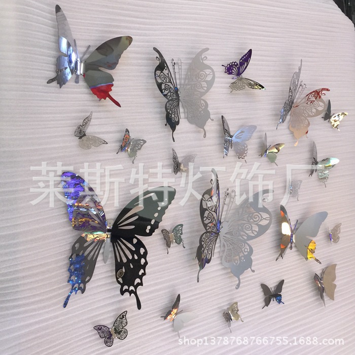 場景裝飾  不銹鋼鏡光蝴蝶 立體墻貼工廠,批發,進口,代購