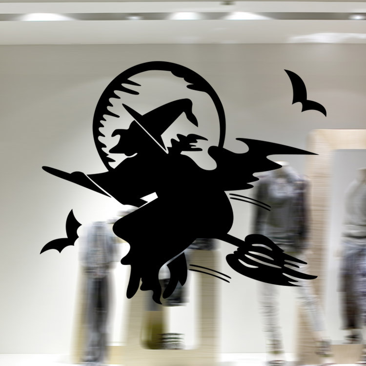 aw9431外貿vinly 萬聖節系列女巫 玻璃櫥窗客廳臥室裝飾墻貼 定做工廠,批發,進口,代購