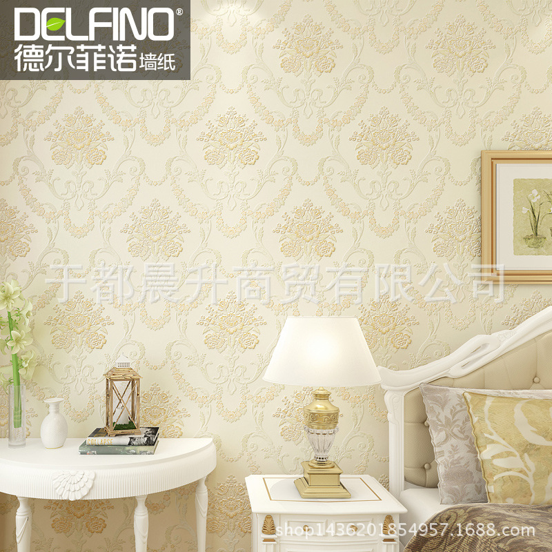 德爾菲諾墻紙無紡佈3D歐式壁紙奢華電視背景客廳臥室工廠,批發,進口,代購