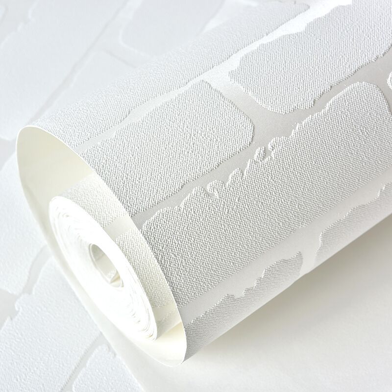 加厚無紡佈3d凹凸立體純白色磚紋墻紙浮雕磚塊服裝店商場店麵壁紙批發・進口・工廠・代買・代購