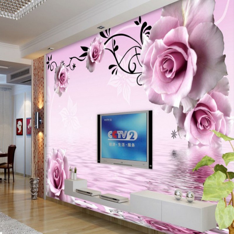 電視背景墻壁畫 現代簡約花卉3D墻紙壁畫 無縫墻佈廠傢直銷工廠,批發,進口,代購