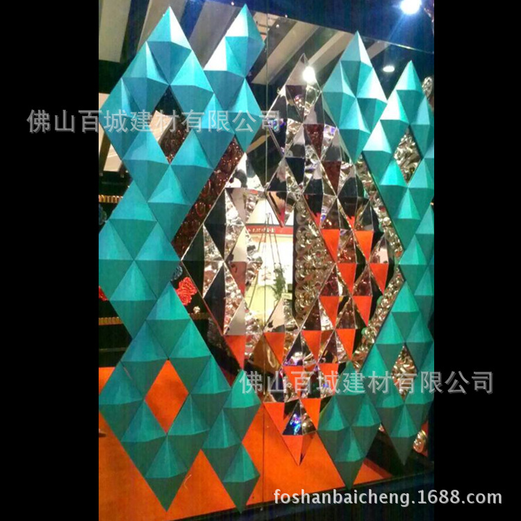 佛山百城電鍍立體菱形電視背景墻酒店酒吧KTV金屬感墻麵裝飾材料批發・進口・工廠・代買・代購