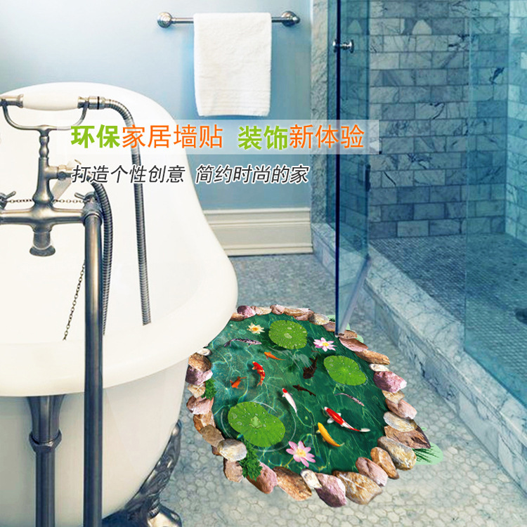 墻貼批發仿3D立體仿真畫傢居客廳臥室浴室衛生間貼紙AY9260荷塘工廠,批發,進口,代購
