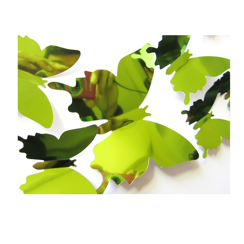 12隻裝鏡麵蝴蝶墻貼飾品傢居電視背景裝飾 diy Mirror butterfly批發・進口・工廠・代買・代購