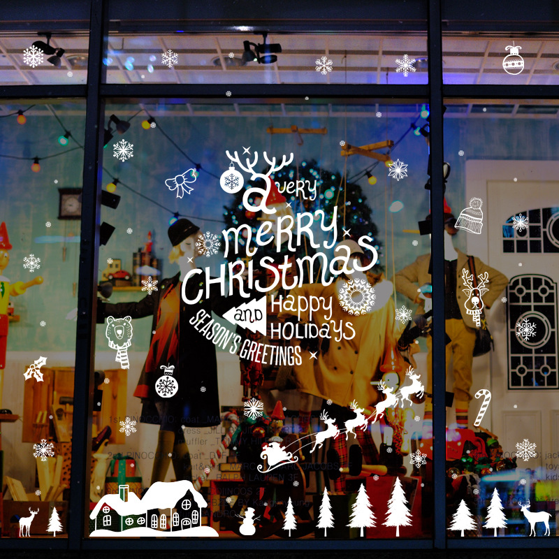 外貿批發聖誕節聖誕雪屋櫥窗玻璃商鋪單位裝飾墻貼門貼XL832工廠,批發,進口,代購